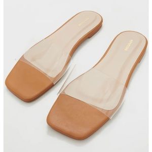 Tan Clear Strap Mule Sandals **New in Box***